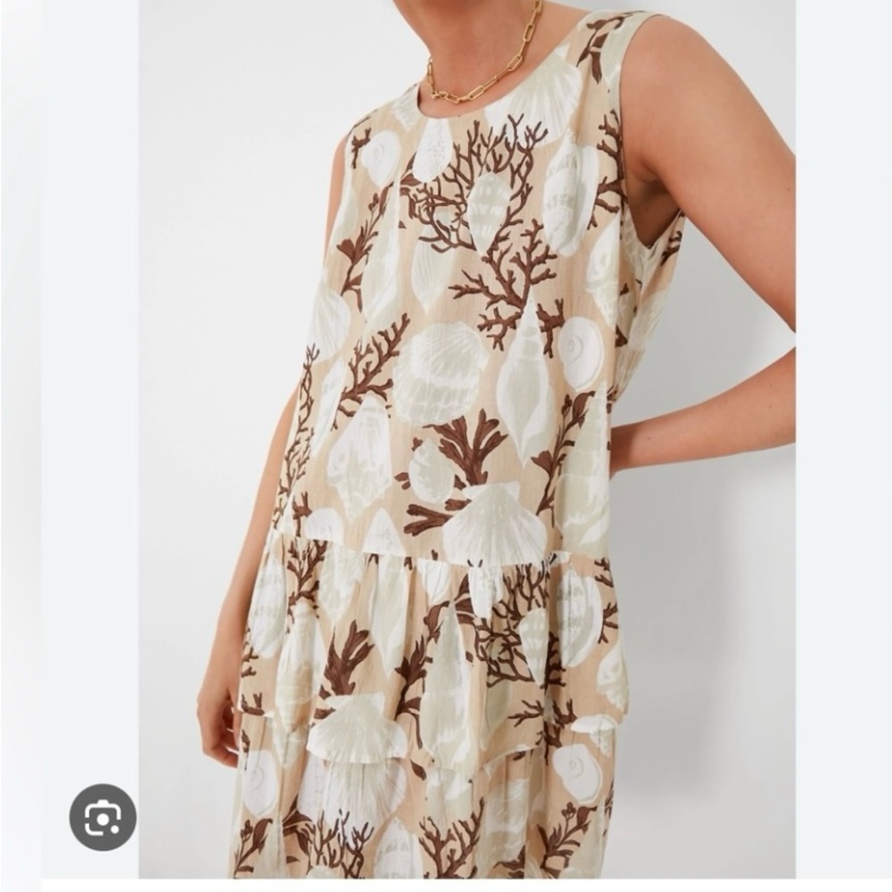 Tuckernuck Beige, White & Brown Shell-Print Swim Coverup Dress